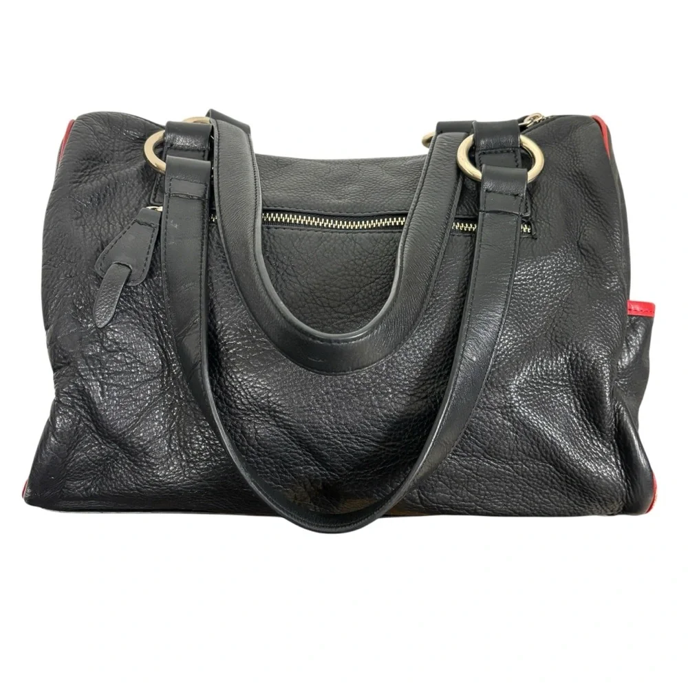 Aqua Madonna Leopard Calf Hair Large Leather Shoulder Bag Red Tassel Zip Satchel - Picture 7 of 15